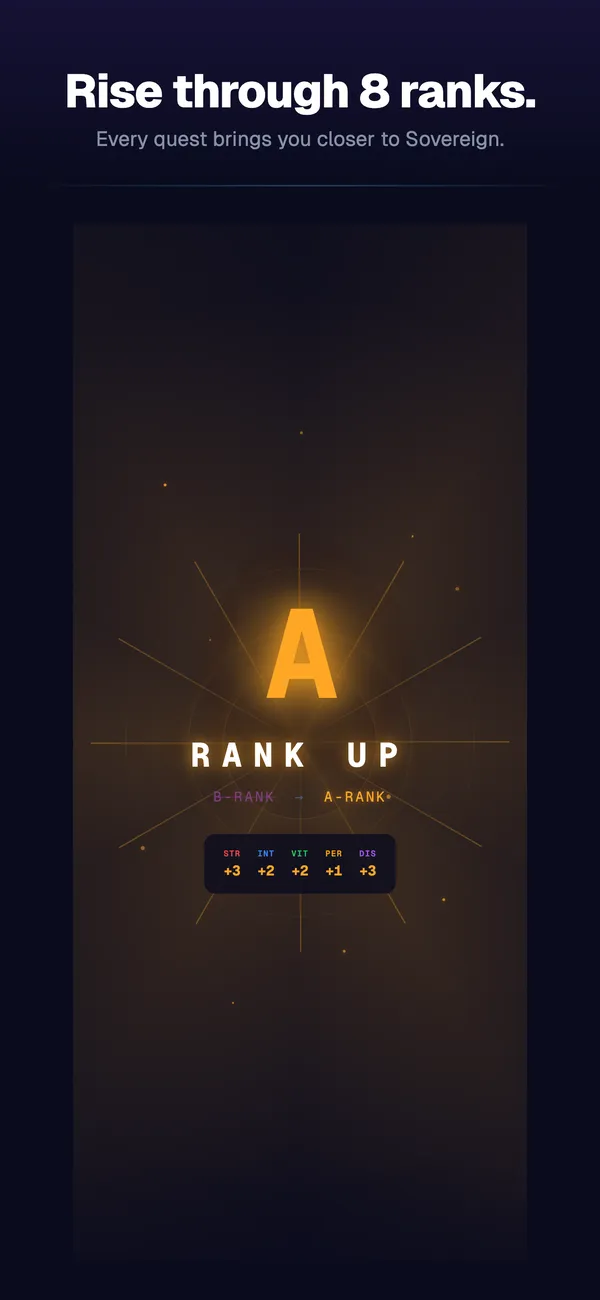 A rank-up screen showing the jump to rank A