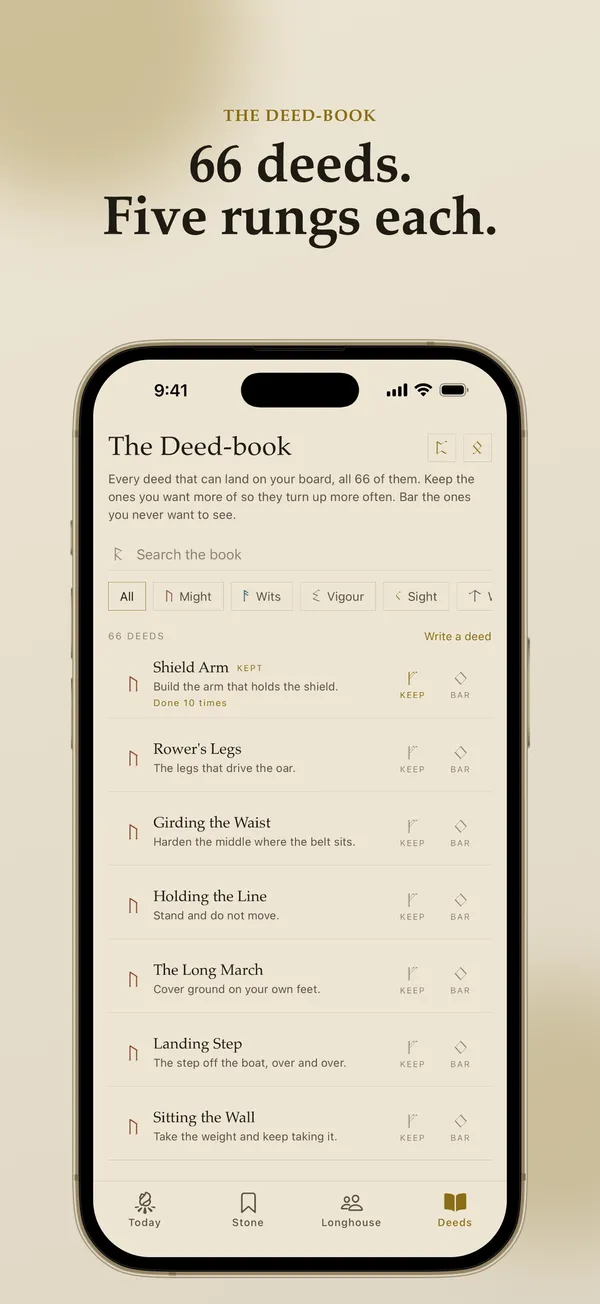 The deed book with 66 deeds, each with five levels